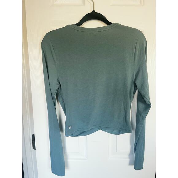 Athleta With Ease Twist Top Long Sleeve Teal Oxidized Green Size Medium - Picture 6 of 6